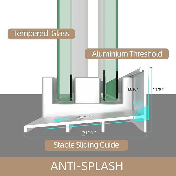 GETPRO Tub Shower Door 56-60 in. W x 62 in. H Double Sliding Bathtub Door for Shower,Semi-Frameless Bypass Glass Shower Doors for Bath Tub with 5/16 inch Tempered Glass Brushed Nickel