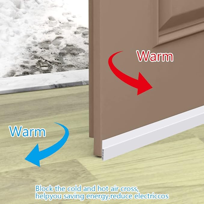 Ainiv 2 Pack Door Draft Stopper Under Door Seal, 2" W x 39" L Cutable Soundproof Door Seal, Adhesive Under Door Sweep for Exterior & Interior Doors Dust and Noise Insulation Weather Stripping-White