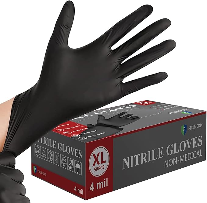PROMEDIX P Nitrile Disposable Gloves,4mil-100 Count,Gloves Disposable Latex Free,Powder Free for Cooking,Household,Food safe