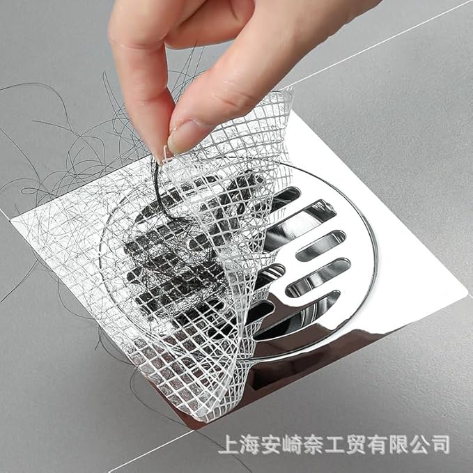 Shower Drain Cover Hair Catcher - 15 Pcs Disposable Hair Drain Stickers Shower Drain Mesh Stickers, Bathroom, Laundry, Bathtub, Kitchen, Sink, for Human and pet Hair (Square)