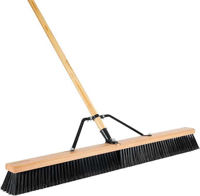 Restaurantware-BROOM HEAD ONLY: Clean Tek Professional 36-Inch Broom Head, 1 Heavy-Duty Push Cleaning Tool - Handle And Brace Sold Separately, Fine Plastic Bristles, Wooden, Commercial Use