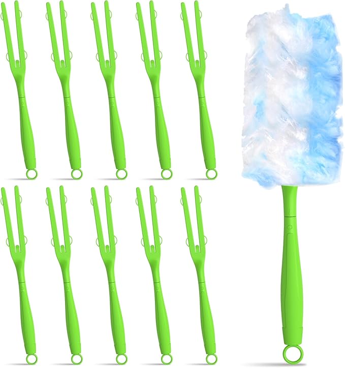 10 Pack Replacement Duster Handles – Compatible with Swiffer Duster Refills, Extendable & Detachable Mop Handles for Tight Spaces (Green)
