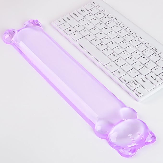 Clear Gel Keyboard Wrist Rest, Bear-Shape Wrist Rest, Ergonomic Wrist Rest for Computer Keyboard 60%/75% (Purple)
