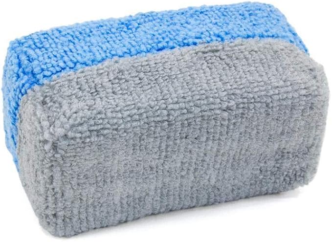 Autofiber [Saver Applicator Terry] Ceramic Coating Applicator Sponge | 12 Pack | with Plastic Barrier to Reduce Product Waste. (Blue/Gray, Mini)