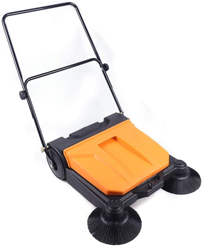26" Industrial Hand-Push Sweeper Cleaner,Foldable Walk-Behind Floor Sweeping Machine for Clean up Garden Pavement Street (US Stock)