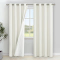 YoungsTex Ivory Linen 100% Blackout Curtains for Bedroom, 84 Inch Length Black Out Drapes Thermal Insulated with Grommet Privacy Protection for Living Room, 2 Panels, 52 X 84 Inch
