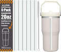 ALINK Reusable Clear Straws for Stanley IceFlow 2.0 Flip Straw Tumbler 20 oz, 6 Pack Plastic Replacement Straws Compatible with 20oz 2.0 IceFlow Cup with Brush, Angled Design, Dishwasher Safe