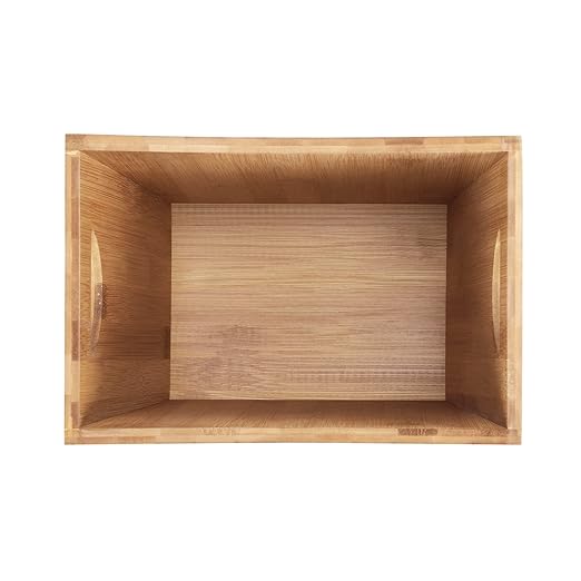 MOOACE Small Trash Can, Bamboo Bathroom Trash Can, Office Waste Basket, Rectangular Garbage Can with Handle, Decorative Natural Trash Recycling Bin for Bedroom Living Room Kitchen 2 Gallon