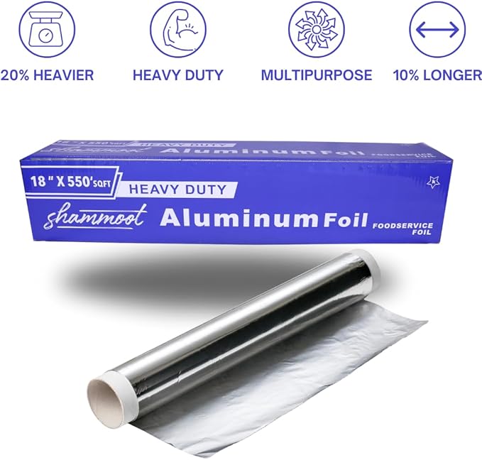 Extra Heavy Duty Aluminum Foil Roll 18" x 550 Sq Ft (10 lbs) | Commercial Grade tin foil, Food Grade & Extra Thick Foil Paper | Ultra Strong for Food Service, Grill, BBQ, Restaurants, and Food Storage