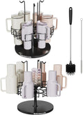 Water Bottle Organizer for Cabinet or Counter - Rotating Non-Slip Tumbler Organizer Holder for Stanley 40 Oz Cup with Handle - 2-In-1 Tumbler Display Storage Rack & Water Bottle Drying Rack - Black