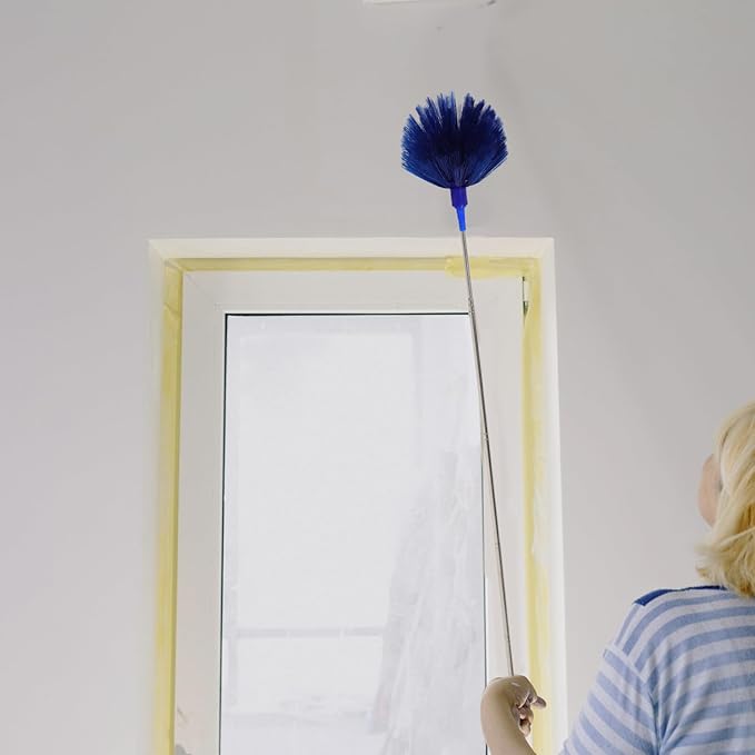 Extendable Cobweb Cleaning Brush with Long Handle for Indoor and Outdoor Use Spiderweb Cleaner Duster for Ceiling Fans Hard-to-Reach Corners and Furniture
