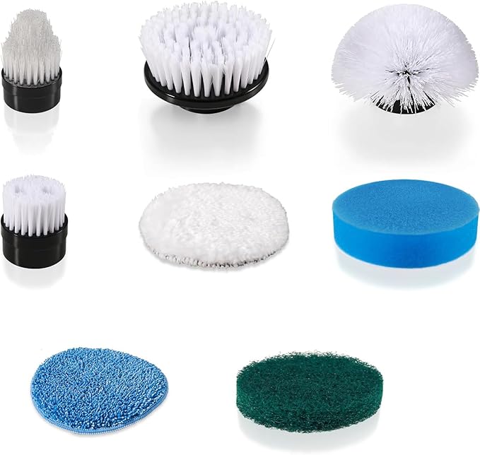 YKYI Replaceable Brush Heads Set,8 Pack for 𝐄𝐥𝐞𝐜𝐭𝐫𝐢𝐜 𝐒𝐩𝐢𝐧 𝐒𝐜𝐫𝐮𝐛𝐛𝐞𝐫,Suitable for Model ANS-8051A/8050 Power Shower Scrubber,for Household Cleaning and Heavy Oil Pollution Cleaning