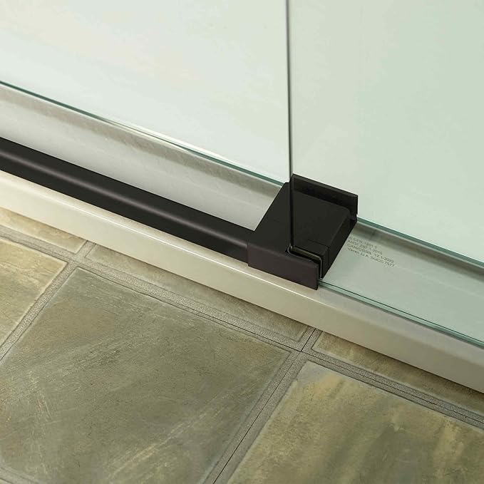 Woodbridge 56-60" W x 80" H Frameless Single Sliding Shower Door with Tempered Glass & Explosion Proof Film in Matte Black Finish