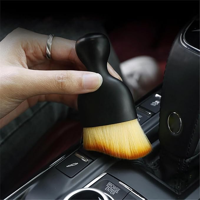 Auto Detailing Brush Set for Car Interior, 2PCS Soft Bristle Car Detailing Brushes for Dashboard, Air Vent & Console Cleaning, Scratch-Free Interior Detail Brush with Covers