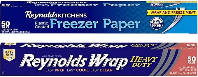 Reynolds Wrap Aluminum Foil, Heavy Duty, 50 sqft & Freezer Paper, 50 sqft - Variety Pack