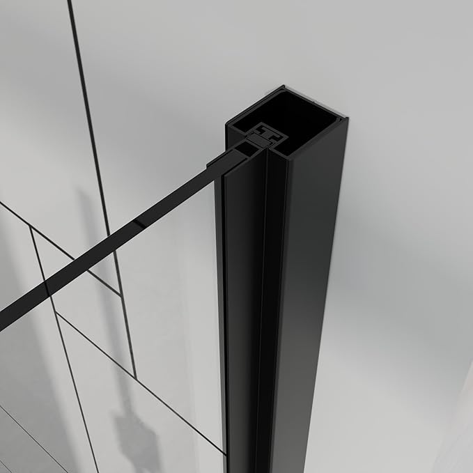 Frameless Bi-Fold Shower Door 32" W x 72" H, 1/4" Clear Tempered Glass, Folding Swing Design, Reversible Installation, Black Finish, Space-Saving Glass Shower Door for Small Bathrooms