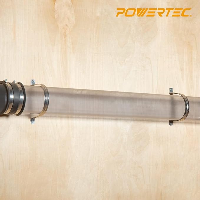 POWERTEC 70427 Clear PVC Pipe 4" x 36" Long with 4 Inch Dust Control Flex Cuff and Dust Collection Floor Sweep