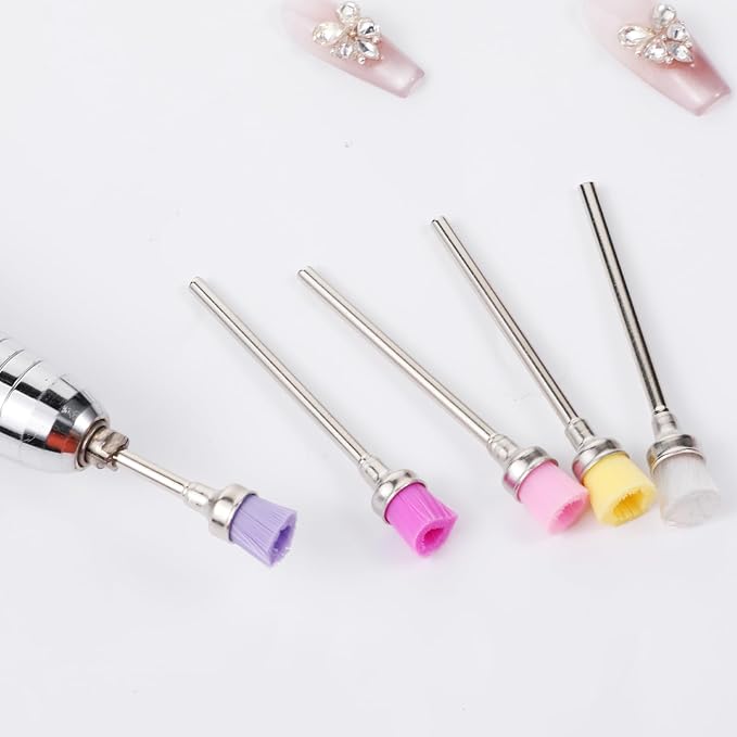 5 Pcs Nail Bit Brush Cuticle Clean up Drill Bit Brush Nail Drill Bits, Nails Dust Brushes 3/32” Remove Drilling Dusts Remover Nails Art Tool