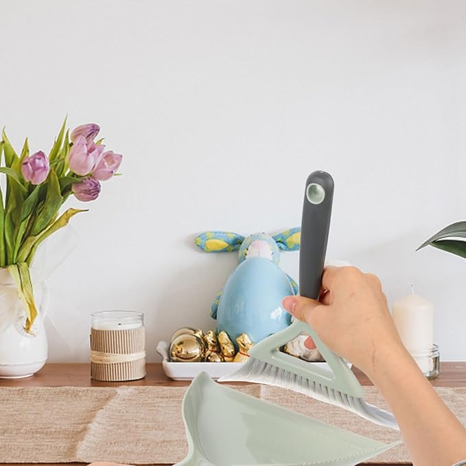 Mini Broom and Dustpan Set Portable Handheld Desktop Cleaning Kit Compact Small Dustpan Brush for Keyboard Laptop Tabletop Use