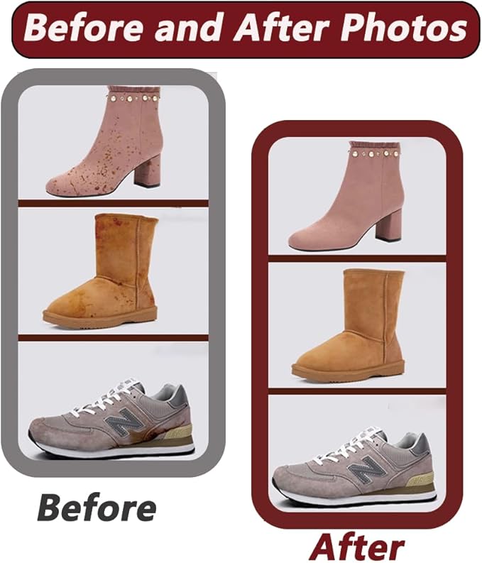 2-Pack Suede Brush and Eraser, Rubber Shoe Brush Designed for Effective Cleaning and Stain Removal on Suede, Nubuck Shoes