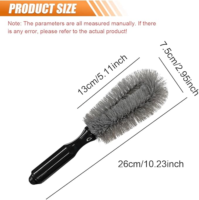 Car Wheel & Tire Wash Brush, Soft Bristle Car Wheel Detailing Cleaning Brush with Short Handle, Multipurpose Vehicle Wheels Rims Scrub Brushes for Auto, Truck, SUV, Motorcycles (Gray)