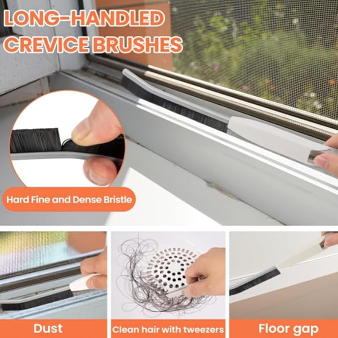 Window Cleaning Tool Set, 10 Pack Multi-Purpose Window Track Cleaner with Brushes, Scrapers and Gap Cleaning Tools for Home, Kitchen, Bathroom and Window Sills