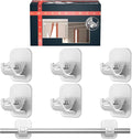 Adhesive Curtain Rods No Drilling Holder,No Drill Curtain Rod Brackets,Renter Friendly Curtain Hooks for Hanging Drapes,Over Blinds for Dorm Apartment Kitchen Bedroom Home Bathroom