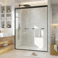 Sliding Shower Door 50-60" Adjustable Width x 72" Height, Bypass Space-Saving Design, Dual 8mm (5/16") Tempered Glass Panels with Matte Black Aluminum Alloy Frame, Easy Installation