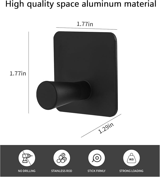 Paoli Heavy Duty Self Adhesive Hooks - Sturdy self Adhesive Hooks for Home, School and Office Easy to fit and Remove(4PC)
