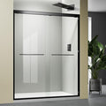 Shower Glass Door for Walk in,45"-48" W x 72" H with ANSI/SGCC Certified 1/4''(6mm) Tempered Glass Double Sliding Waterproof Design Black Stainless Steel Handles Hardware Shower Enclosure