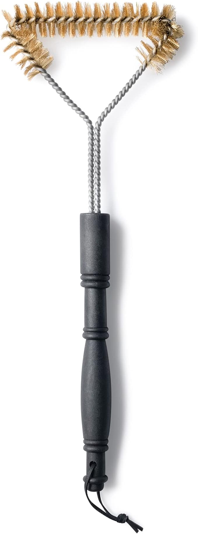 HIC Kitchen Roasting 3-Sided Grill Cleaning Brush with Non-Scratch Brass Bristles, 16.5-Inches Long