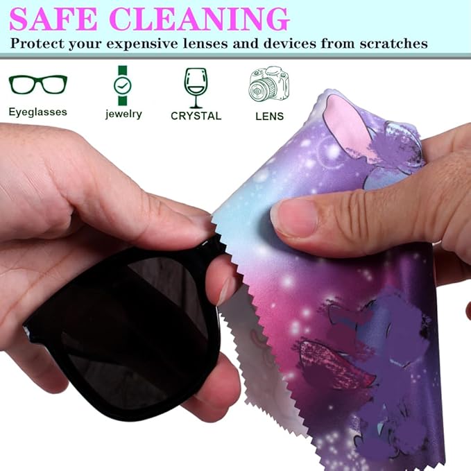 12 Pack Cartoon Colors Microfiber Cleaning Cloths-Cameras Lenses,Glasses,Sunglasses,Jewelry,Crystal,Cell Phone,iPad,iPhone,LCD TV Screens,Safe Cleans Protect(7.08X5.9in)