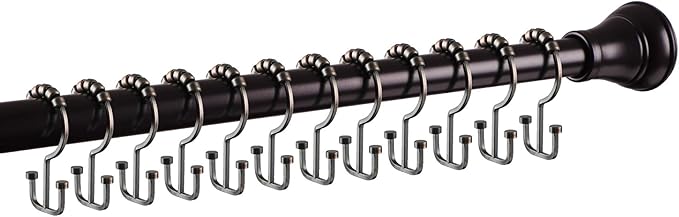 Utopia Alley HK1RB Deco Flat Double Roller Shower Curtain Hooks; Oil Rubbed Bronze