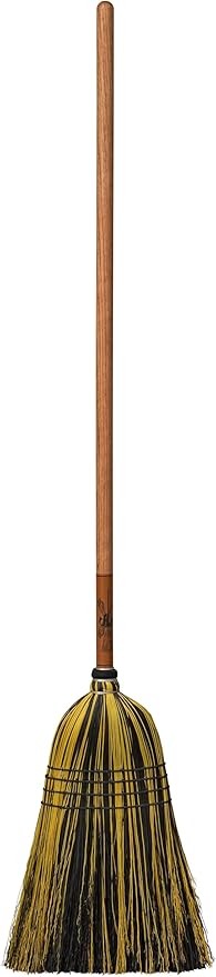 Authentic Amish Multi Color Broom - Heavy Duty Corn Straw & Solid Hardwood (Yellow & Black)