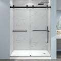 49"- 54" W x 76" H Frameless Shower Door, Double Sliding Shower Door,5/16"(8mm) Clear Tempered Glass,Easy Sliding Shower Door with Explosion-Proof Film (Matte Black 54" Wx76 H)