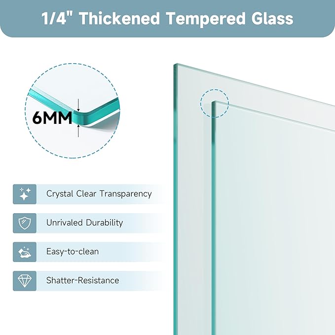 Shower Door 44-48 in. W x 72 in. H, UCALAFEE Semi-Frameless Double Sliding Shower Door with 1/4" (6mm) SGCC Clear Tempered Glass, Silent Soft-Close & Anti-Leak Walk-in Shower Door, Brushed Gold
