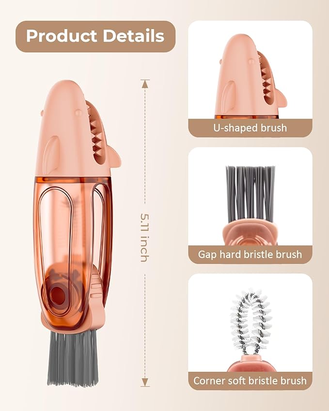 3 in 1 Multifunctional Cup Lid Cleaning Brush, Cup Crevice Cleaning Tools for Tight Spaces, Portable Cup Lid Cleaner Brush for Home, Keyboard, Cup, Pacifier, and Blender (3, Multicolored)