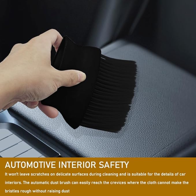 Auto Interior Dust Brush, Car Detailing Brush, Soft Bristles Auto Exterior Cleaning Whisk Broom, No-Scratch Car Dashboard Dusting Tool for Auto Air Conditioner Vent, Leather, Computer (Black)