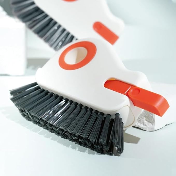 Upgrades 2 in 1 Groove Cleaning Brush Window Track Cleaning Tools, 2025 Multipurpose Hard Bristle Crevice Cleaning Brush with Hidden Scraper, Shutter Door Window Track Kitchen Cleaning Kit (Orange)