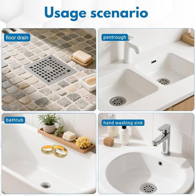 50 Pack Premium Disposable Shower Drain Hair Catcher Stickers – Waterproof Mesh Drain Cover for Shower, Bathtub, Bathroom, Kitchen Sink & Laundry, Easy Peel & Stick Hair Stopper for Human & Pet Hair