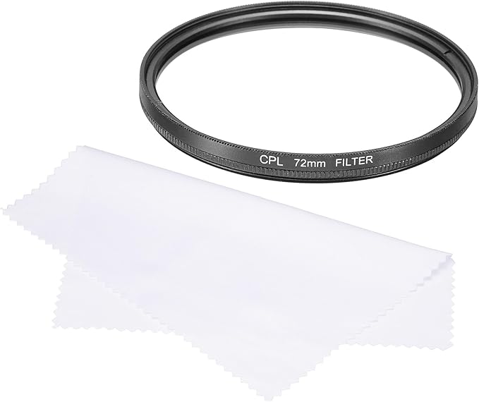 MECCANIXITY 72mm Circular Polarizer Filter, Double Sided Multi-Layer Coatings Polarizing Filter with Cleaning Cloth for Camera Lens