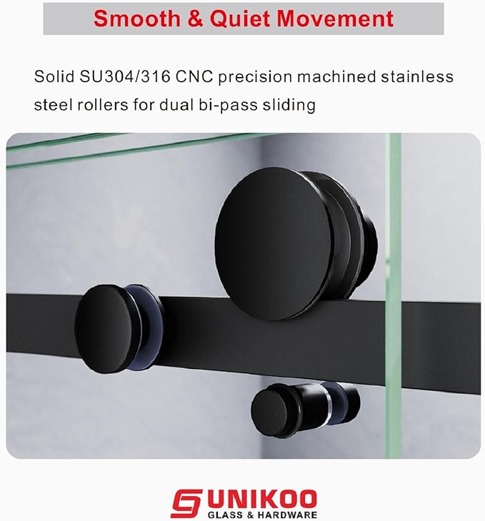 3/8" (10mm) Sliding Glass Shower Door, 66-72" W x 76" H Frameless Bathroom Door with Easy-Cleaning Coating,Matte Black