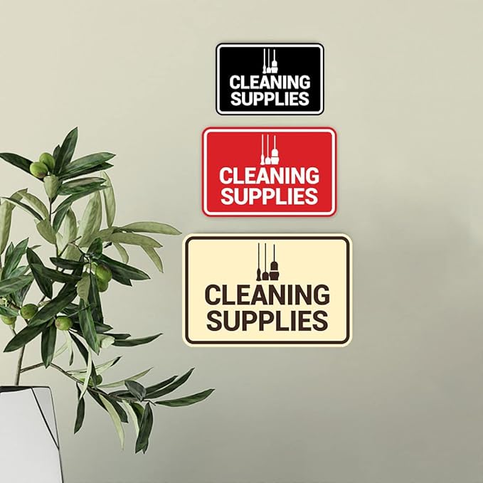 Signs ByLITA Classic Framed Cleaning Supplies Sign (Blue) - Small