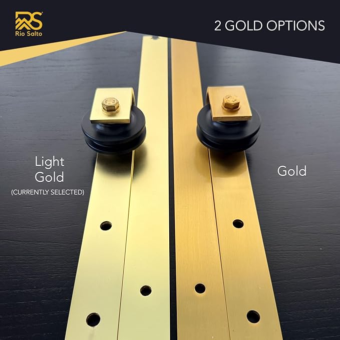 Rio Salto Gold Barn Door Hardware Kit 84" Length 7FT Sliding Door Hardware Modern Barn Interior Brushed Brass Panel Hardware (Hardware Kit, 7 Feet - Single Door)