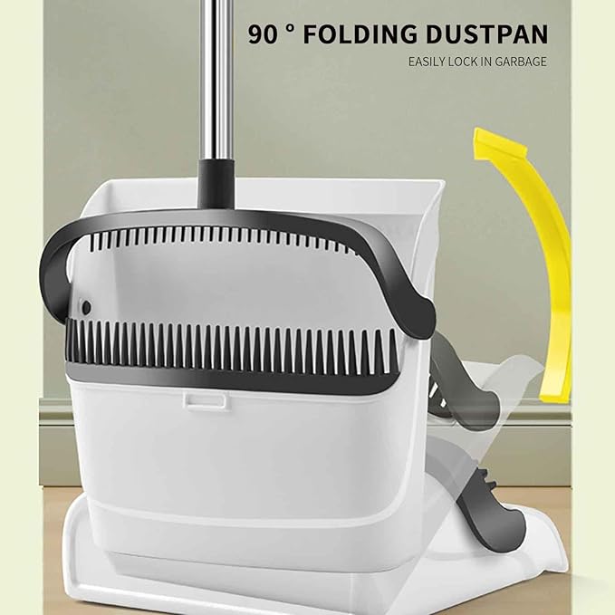 Broom and Dustpan Set Widened Thickened, Folding Dustpan with Handle, Soft Bristle Brooms for Sweeping Indoor, Dustpans Long Handle, New House Essentials, Apartment Must Haves, Tool Set