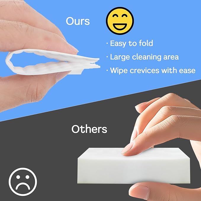 JIEYAO Magic Cleaning Sponge Eraser Sheet, 50 Pcs White Convex Point Melamine Sponge, Thin Nano Cleaner Pads Eraser Wipes Disposable Sponges Cleaner for Furniture Kitchenware Hard-to-Reach Places Shoe