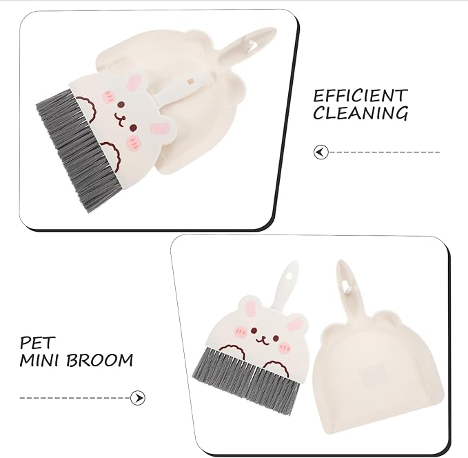VOSAREA Mini Dustpan and Brush Set - Small Broom and Dustpan Set with High-Density Bristles & Flexible Rubber Lip - Portable Whisk Broom for Desktop Keyboard Car Interior Camping Pet Mess