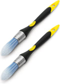 Bates- Trim Paint Brush, 0.75 Inch, 2 Pack, Ergonomic Non-Slip Handle, Synthetic Bristles, Trim Brushes for Painting, Yellow and Black