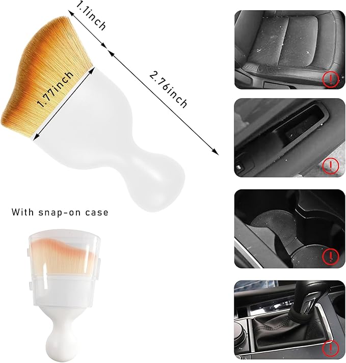 Car Interior Dust Brush, Soft Scratch Free Auto Detailing Brushes, Universal Vehicle Interior Cleaning Tool for Automotive Dashboard, Air Vents, Leather(White)