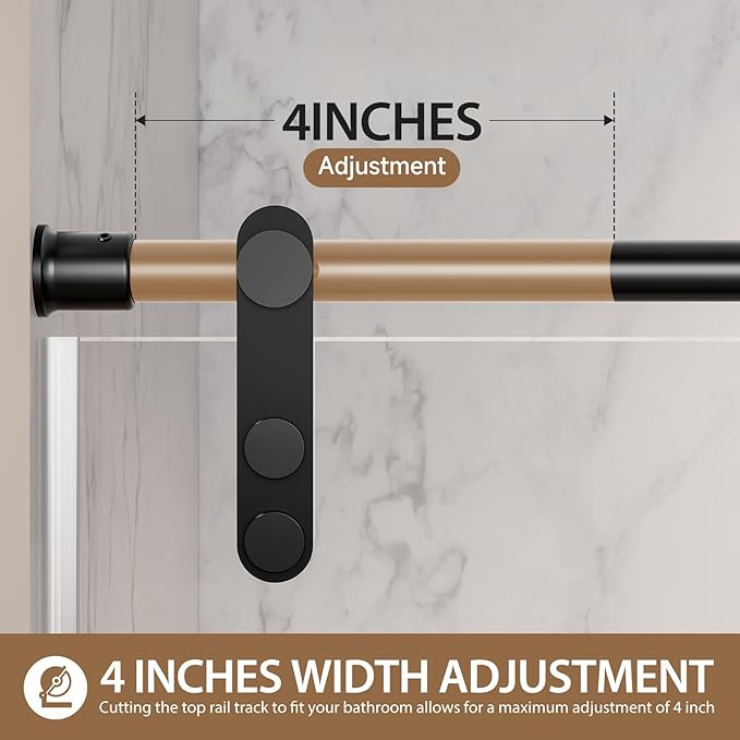 Frameless Sliding Shower Door, 44-48" W x 76" H Shower Glass Door, 5/16"(8mm) Tempered Glass Shower Doors for Walk in Shower with Explosion-Proof Film, Stainless Steel Hardware, Matte Black